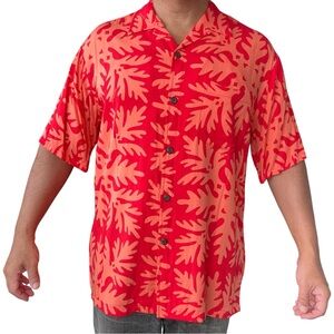 Manuhealii shirt full button front rayon men’s Large